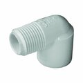 Genova Products LASCO 410005BC Pipe Elbow, 1/2 in, MNPT x Slip, 90 deg Angle, PVC, White, SCH 40 Schedule PVC 02306  0600HA